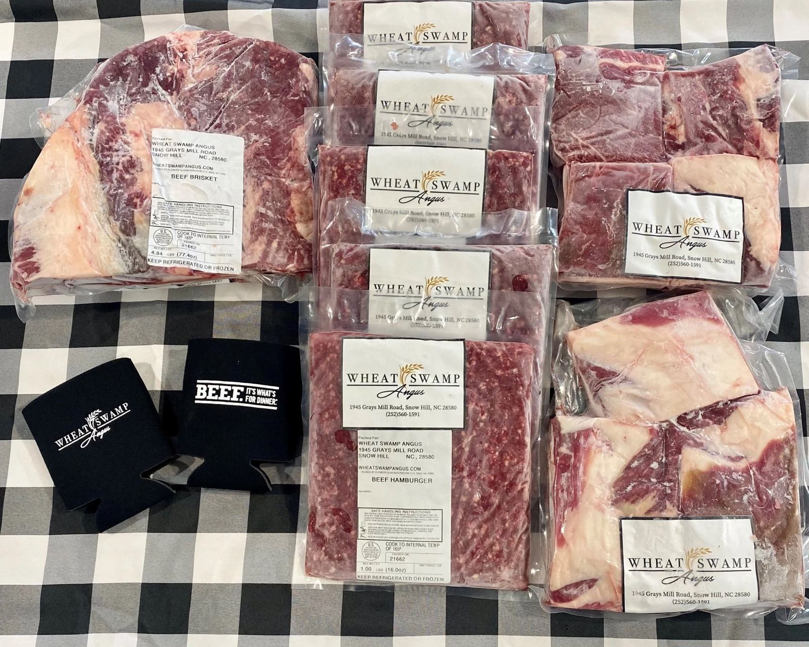 A box of assorted Wheat Swamp Angus beef cuts